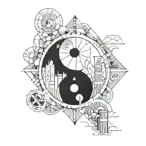 Incorporate A Yin Yang Symbol Into A Geometric Design Inspired By Architecture
