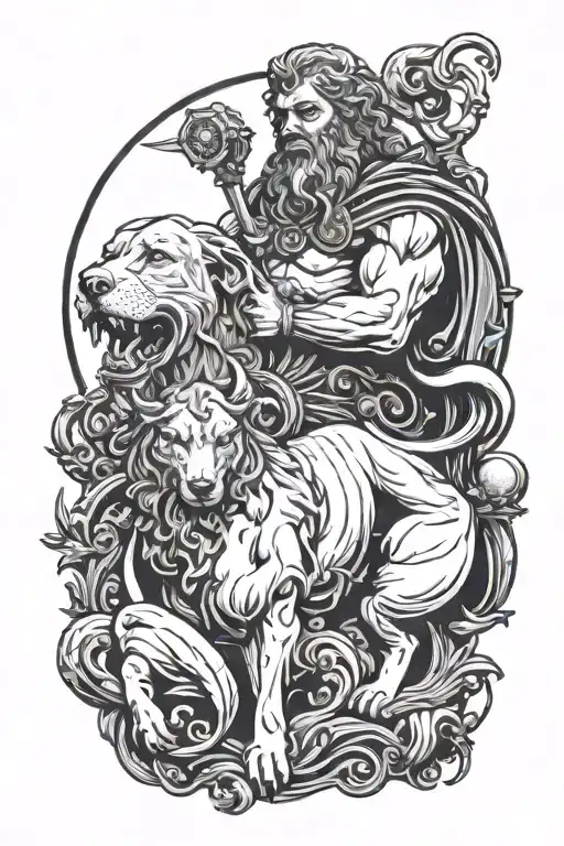 Roman God Pluto With Cerberus