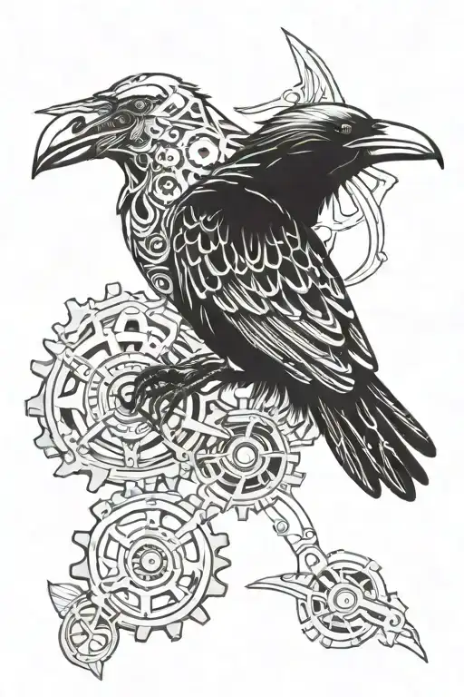Raven And Mechanical Gears