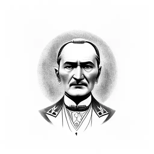 A Portrait Of Ataturk With A Stormy Sea Background