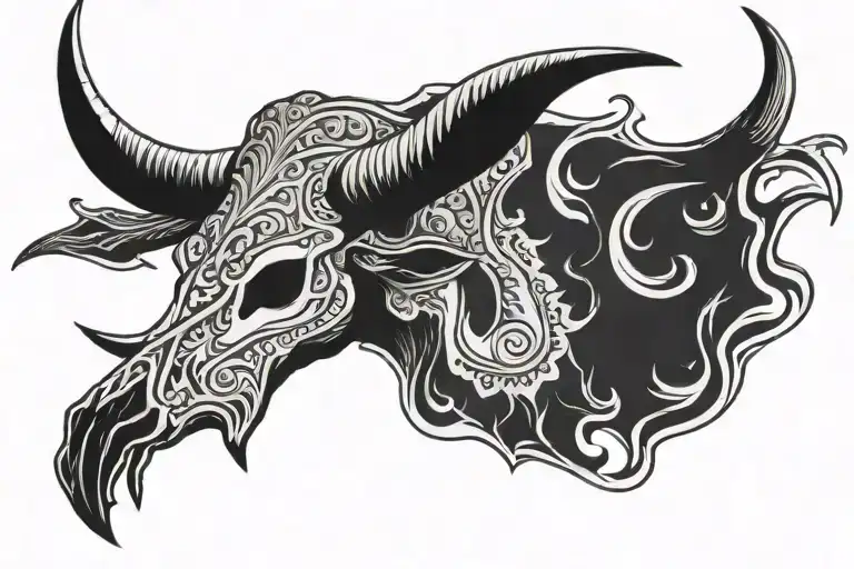 Bull Skull In Slavic Style