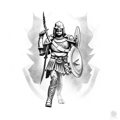 Spartan Warrior With Child On Shoulder