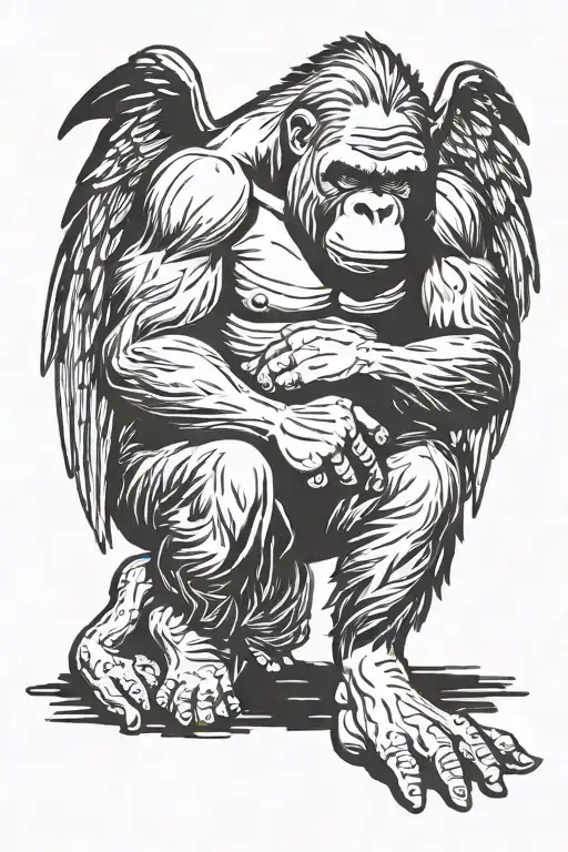Harambe The Gorilla Pose Kneeling Angel