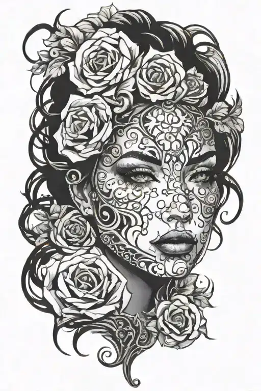 Dark Femaile Face With Smoke Surrounding It