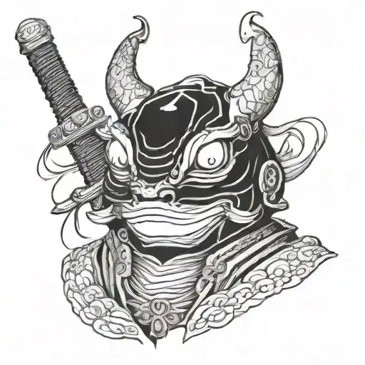 Kaeru Frog Hannya Samurai Warrior