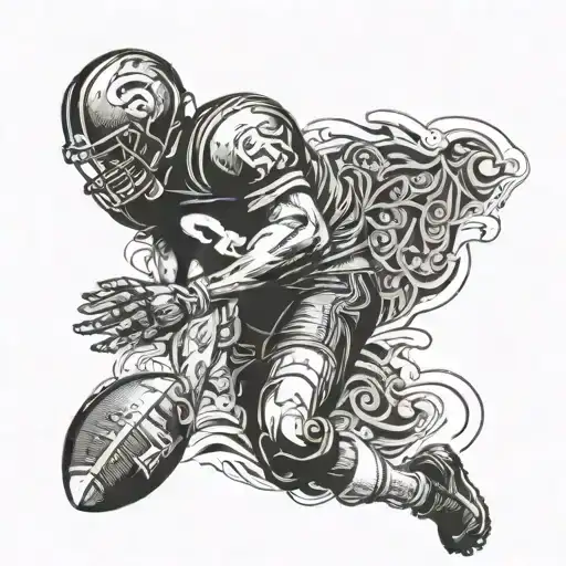 A Football Player In Action With A Scripture Verse Incorporated Into The Design