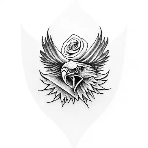 Eagle With Rose In Mouth