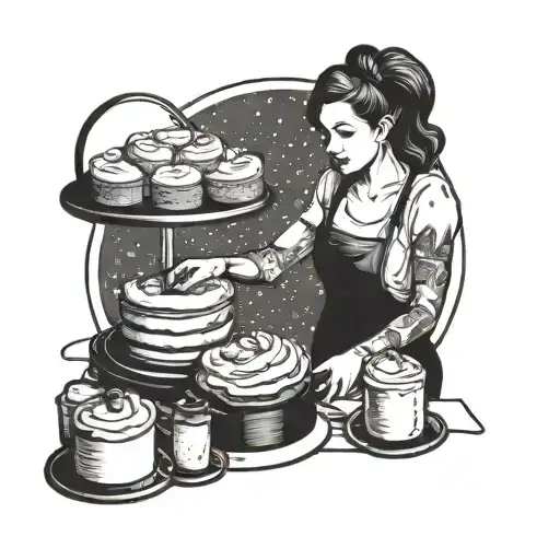 A Beautiful Woman Baking A Cake In Space
