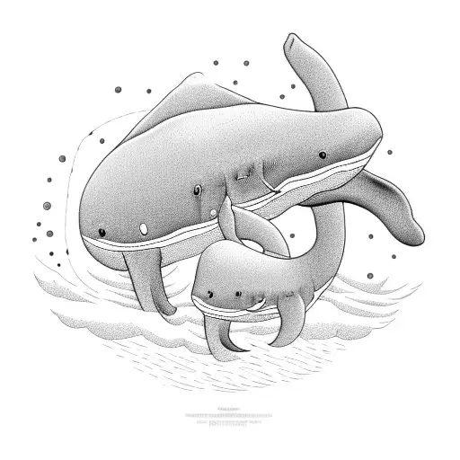 Sperm Whale Mom And Baby