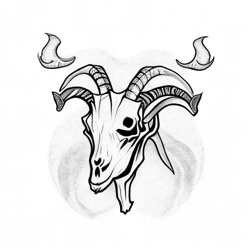 Goat Skull With Pentagramm On The Forehead