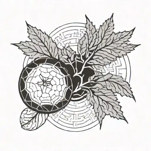 A Football With A Sycamore Tree Design Incorporated Into The Pattern