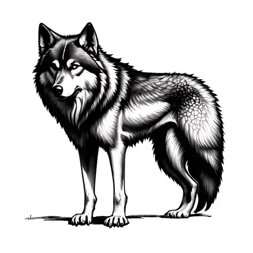 Whole Wolf Body With Feet And Tail Fading In Shadows