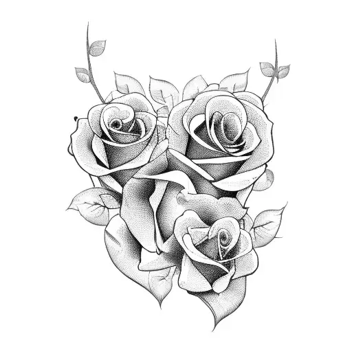 Black Heart With Roses