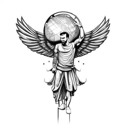 A Man With Wings Holding A Globe