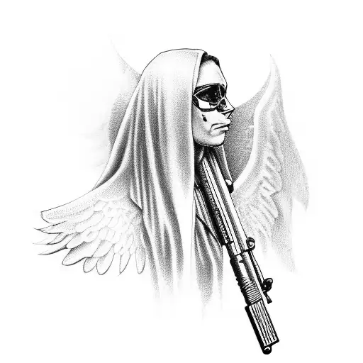 Angel With Bandana And Gun