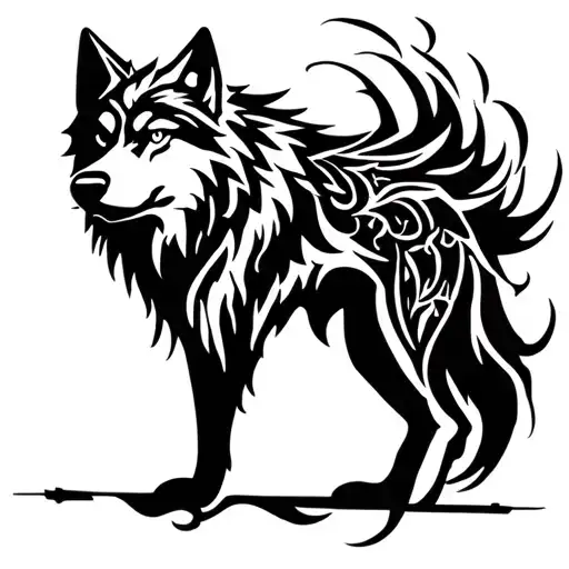 Black Wolf Face Silhouette Surrounded By Shadow