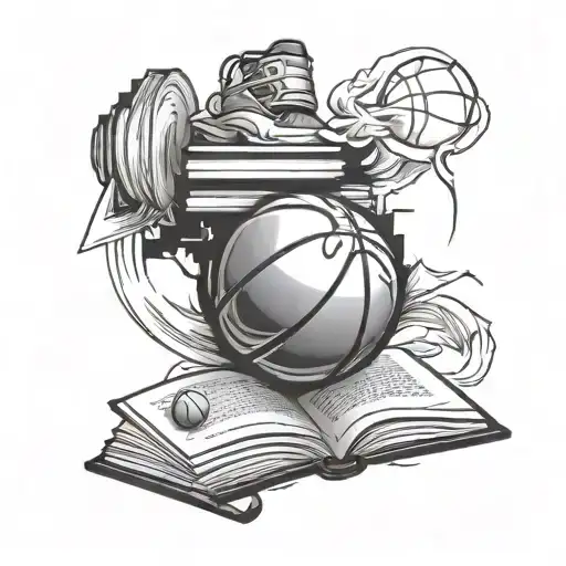 A Basketball Merging With A Book To Symbolize The Balance Between Sports And Academics