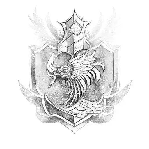 Knight With A Shield With A Phoenix Coat Of Arms