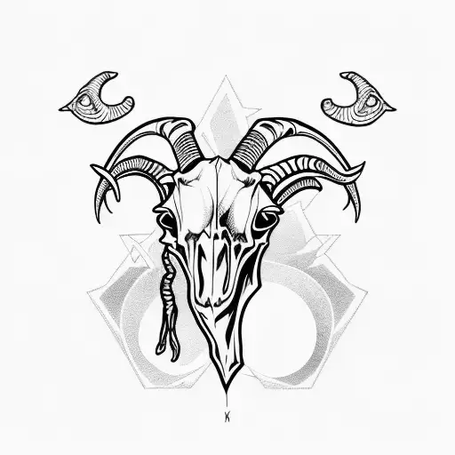 Goat Skull With Pentagramm On The Forehead