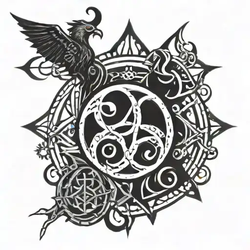 Dark Goth Symbols Intertwined