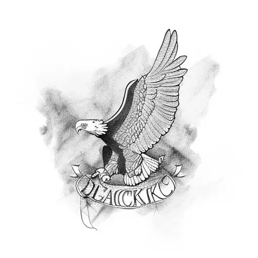 A Girl Are Sitting Under A Big Eagle