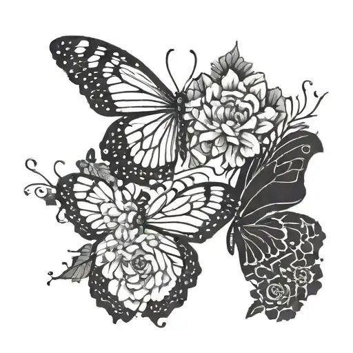Butterfly With One Shattered Wing And One With Flowers Growing