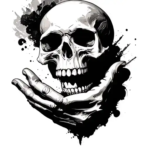 Skull With Hand As Jaw Skull