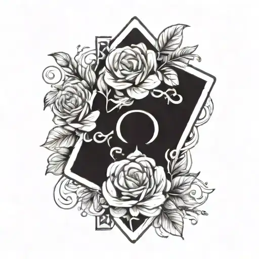 A Spade Playing Card Intertwined With A Bouquet Of Flowers