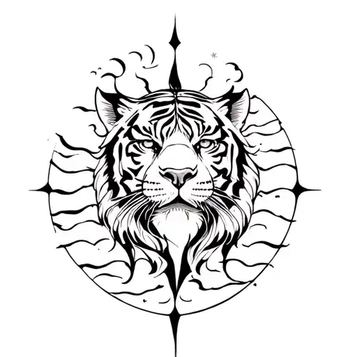 Celestial Tiger Under The Sun Rising