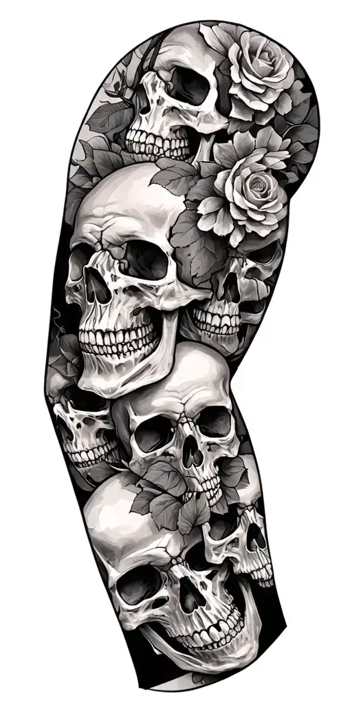 Skulls Connected Up Arm Sleeve