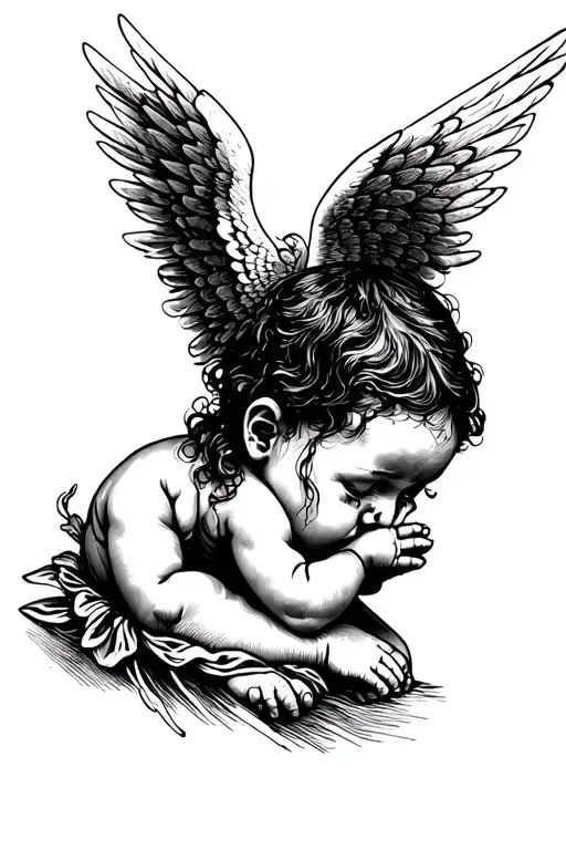 Side Profile Of A Crying Baby Angel