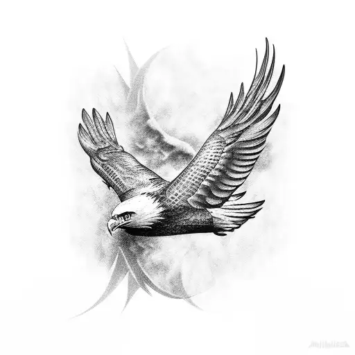 Eagle Peering On Wings