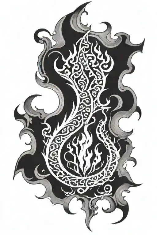 Subtle Outline Of A Flame With Hidden Arabic Symbols Within