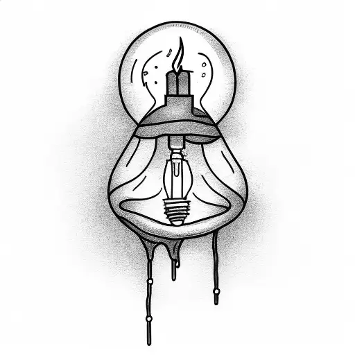 Broken Lightbulb With Candle Inside