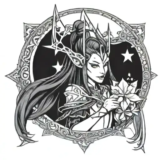 Daedric Princess Azura Holding A Star Sign