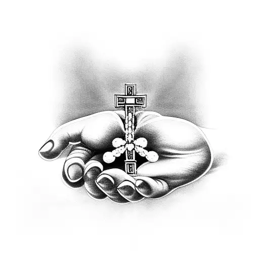 Hands That Are Praying With Rosary Beads