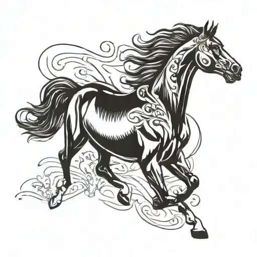 Black Arabic Horse Galloping