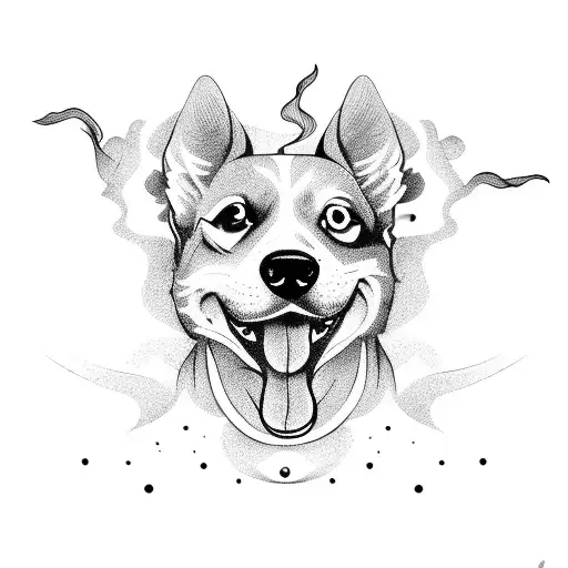 Dog With Fire Background