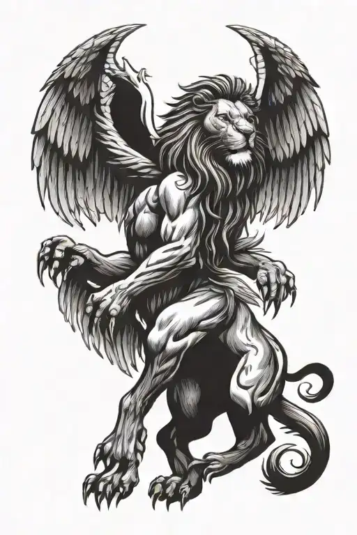 Lion With Wings Spread Wide