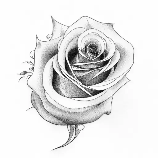 Black Rose Flower Female Body Siluette