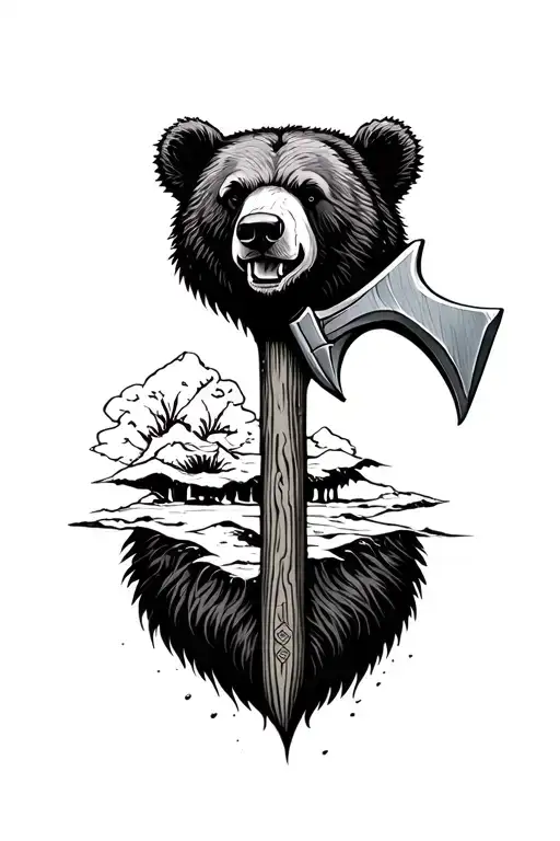 Pickaxe Through Bear Head
