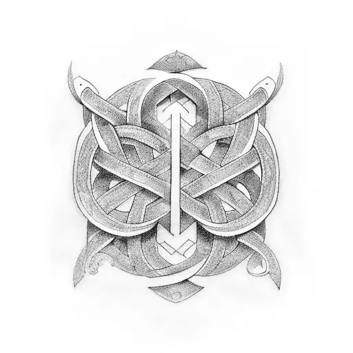 A Detailed Blackwork Tattoo Of Intertwined Initials Jp And M In The Shape Of An Infinity Symbol