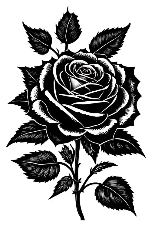 A Rose With Simple Geometric Ornament