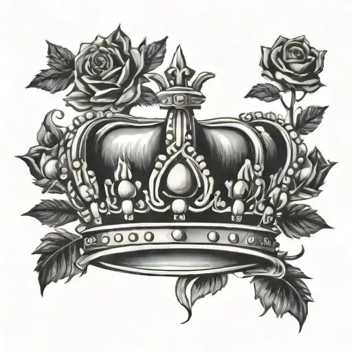 Crown Surrounded By Bold Blackwork