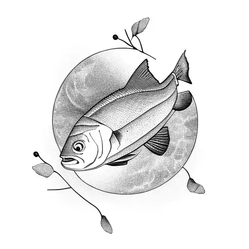 A Serene Landscape Of A Peaceful Lake With A Bass Fish Swimming Beneath The Surface