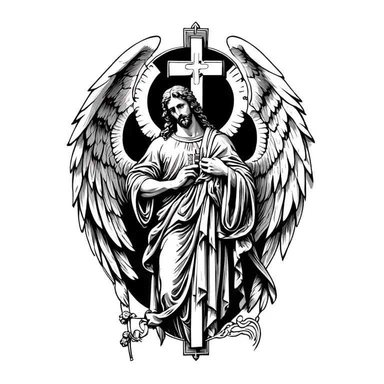 Saint Michael Holding Cross Made