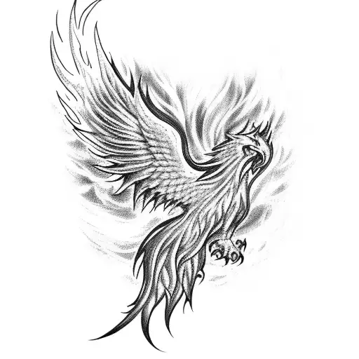 A Mythical Phoenix Rising From The Flames With A Football In Its Talons