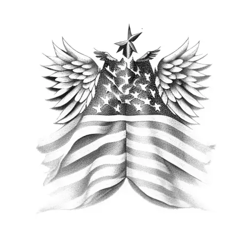 An American Flag Morphing Into Angel Wings