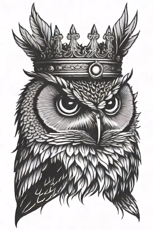 Owl With A Crown Sitting