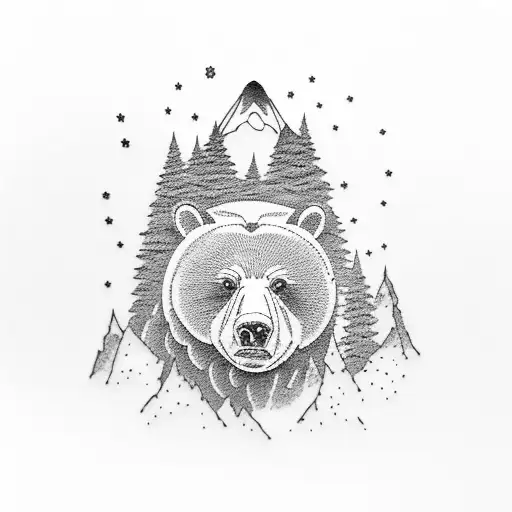 A Mountain Peak Shaped Like A Grizzly Bear With Trees